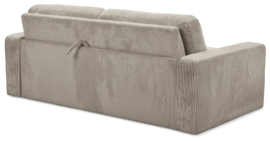 Canapea maro deschis extensibilă cu tapițerie din catifea reiată 195 cm Nona – Makamii