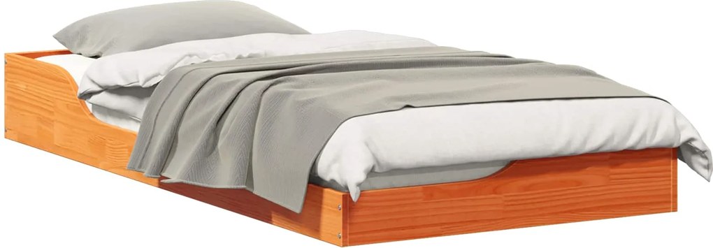 vidaXL Cadru de pat Maroniu cerat 75 x 190 cm Lemn de pin masiv