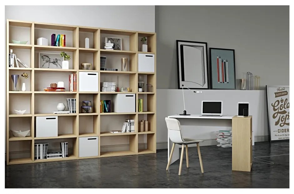 Bibliotecă TemaHome Pombal, lățime 255 cm, maro deschis