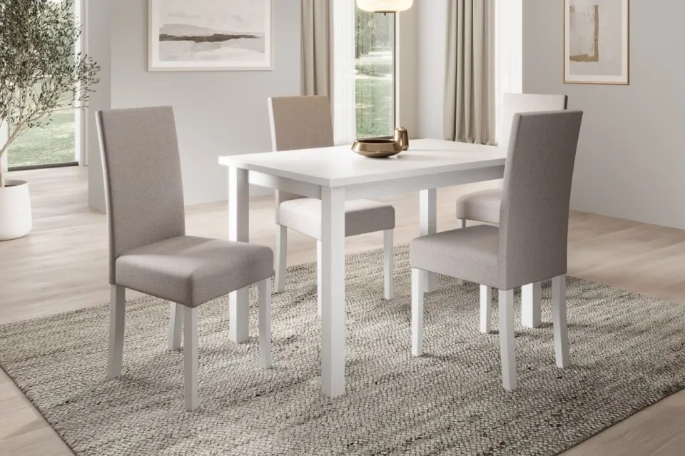 Scaun tapitat, din lemn, Nola II, ADRK Furniture (Culoare: Alb / Opium 20)