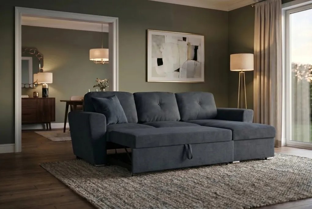 Coltar extensibil, material texturat gri, APARTMENT 245cm