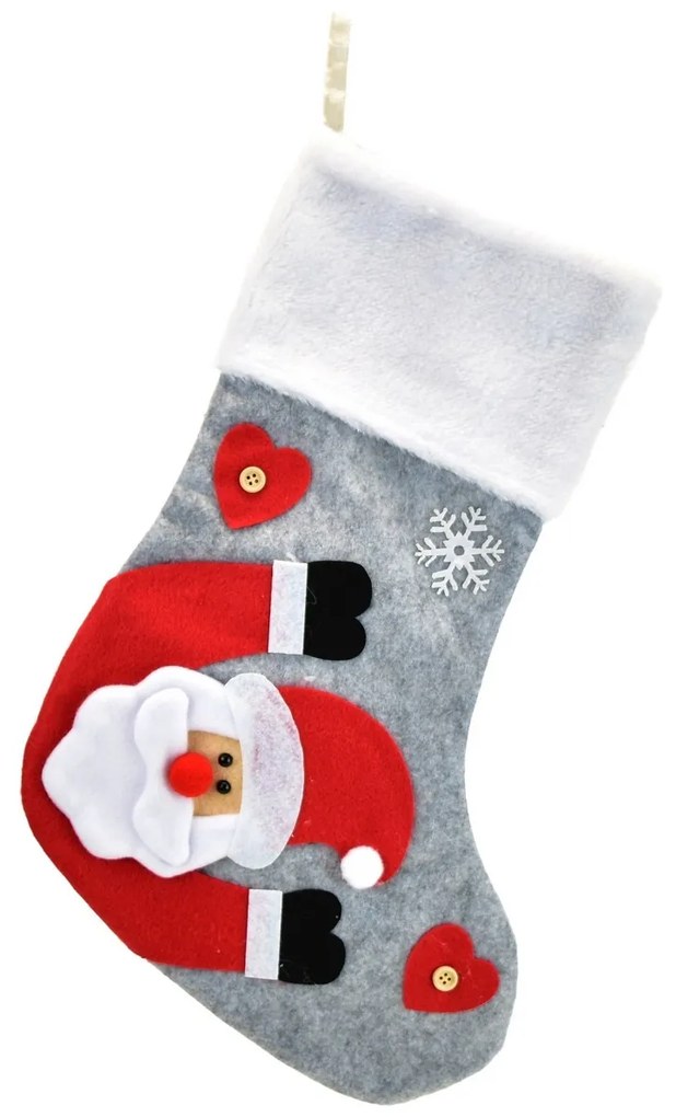 Cizmă de Crăciun din fleece Santa, 43 x 24 cm