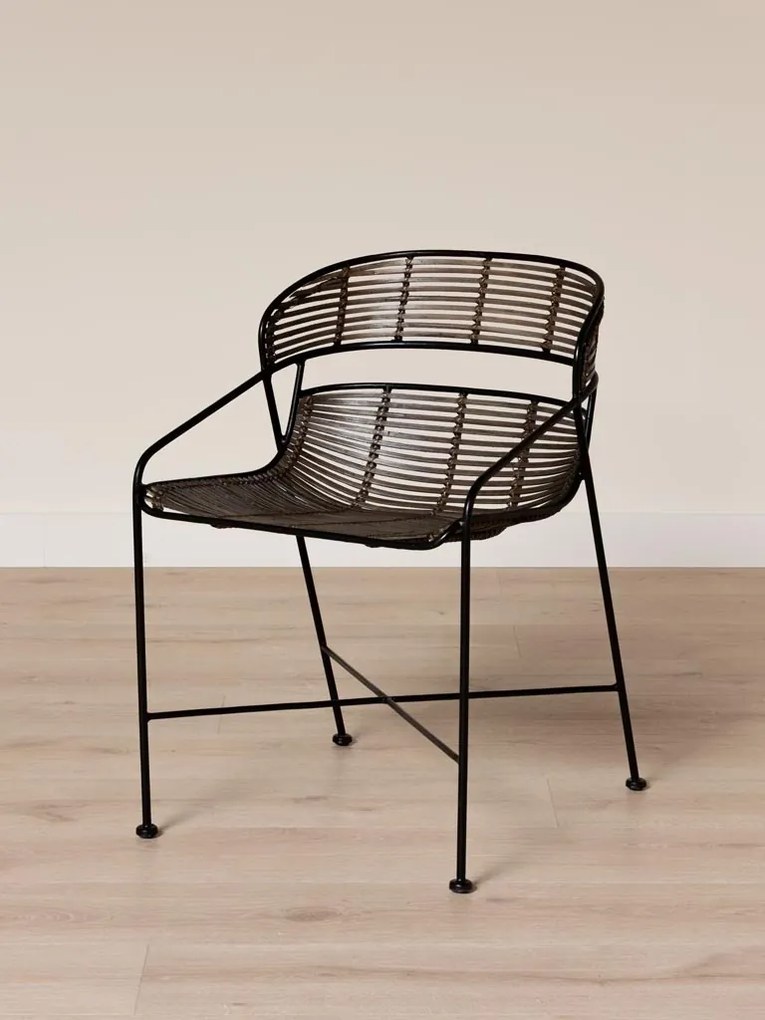 Scaun maro din metal si rattan, "Zeyra"