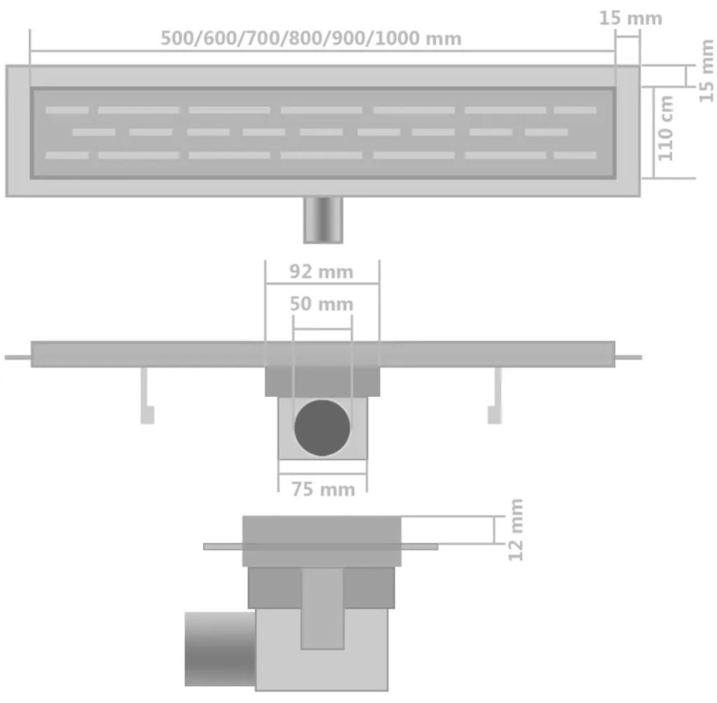 Rigola liniara de dus 2 buc., 730 x 140 mm, otel inoxidabil 730 x 140 mm