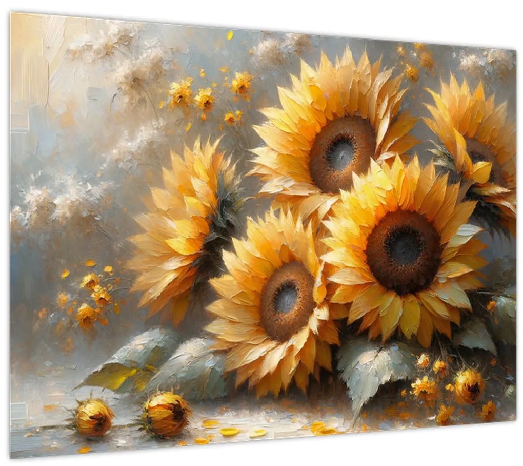 Tablou - Pictură cu floarea-soarelui (70x50 cm)
