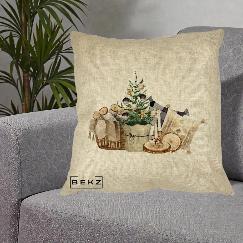 Perna Decorativa Colt Cozy de Craciun Boho, 40x40 cm, Crem, Husa Detasabila, Perna Inclusa, BEKZ®