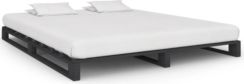 vidaXL Cadru de pat din paleți, gri, 200 x 200 cm, lemn masiv de pin