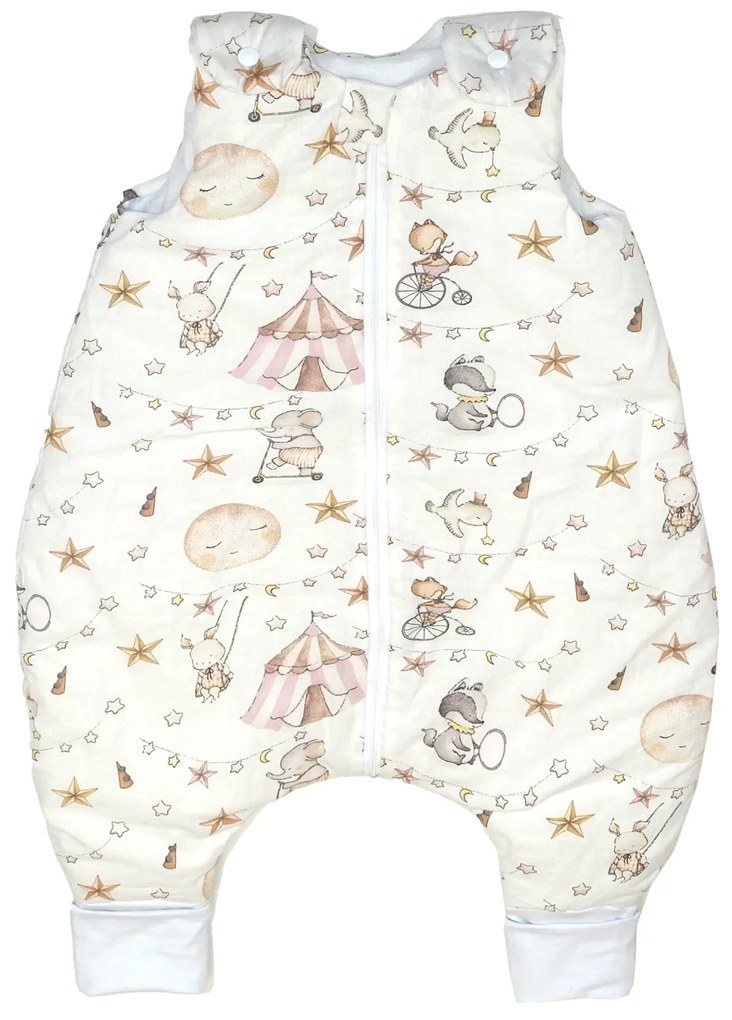 Sac de dormit cu picioare, bumbac 2.5 Tog, Circ Roz, S, 6-24 luni