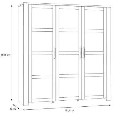 Vitrina Cu 3 Usi Behalf Stejar Riviera Si Stejar Gri, 151.1 Cm