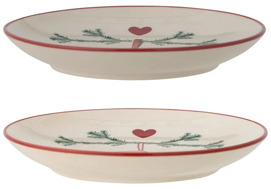 Farfurii crem 2 buc. pentru desert din gresie ø 16 cm cu model de Crăciun Yule – Bloomingville