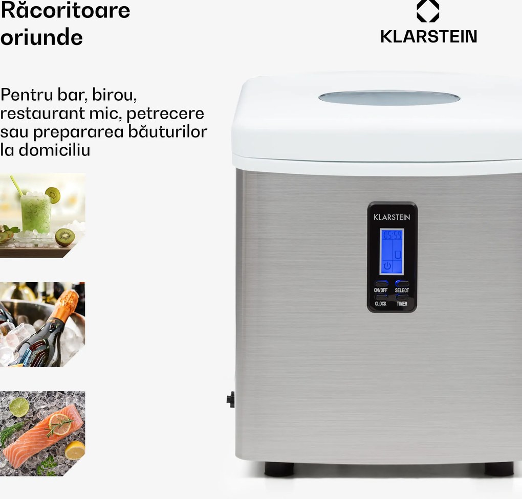 Klarstein Mr. Silver-Frost 150 W mașină de gheață 15 kg albă