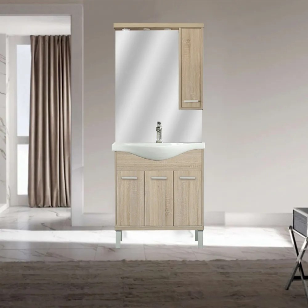 Mobilier complet de baie Nerva 75, stejar Sonoma