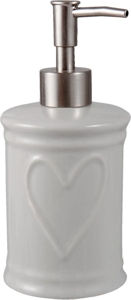 Dispenser ceramica gri pentru sapun Heart Ø 8x18 cm