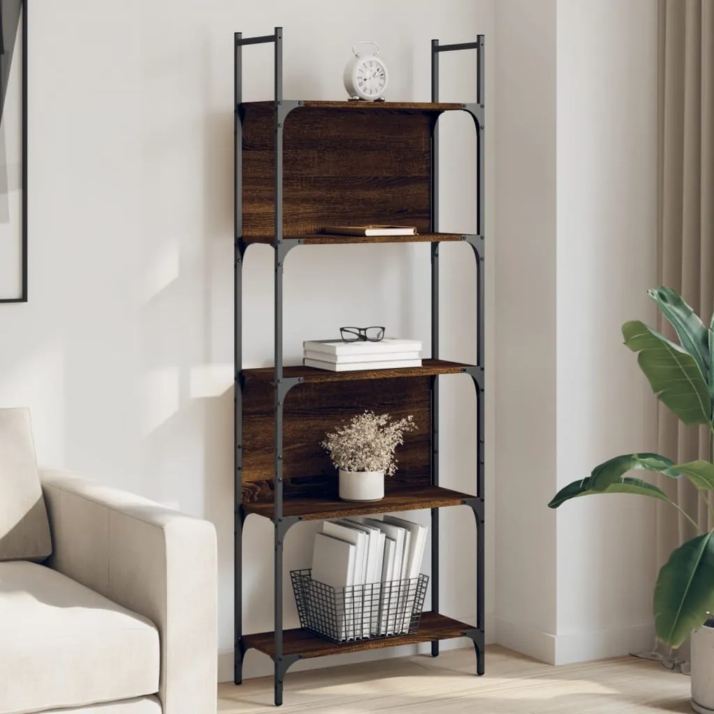 vidaXL Bibliotecă 5 niveluri, stejar maro, 60,5x24x166,5 cm