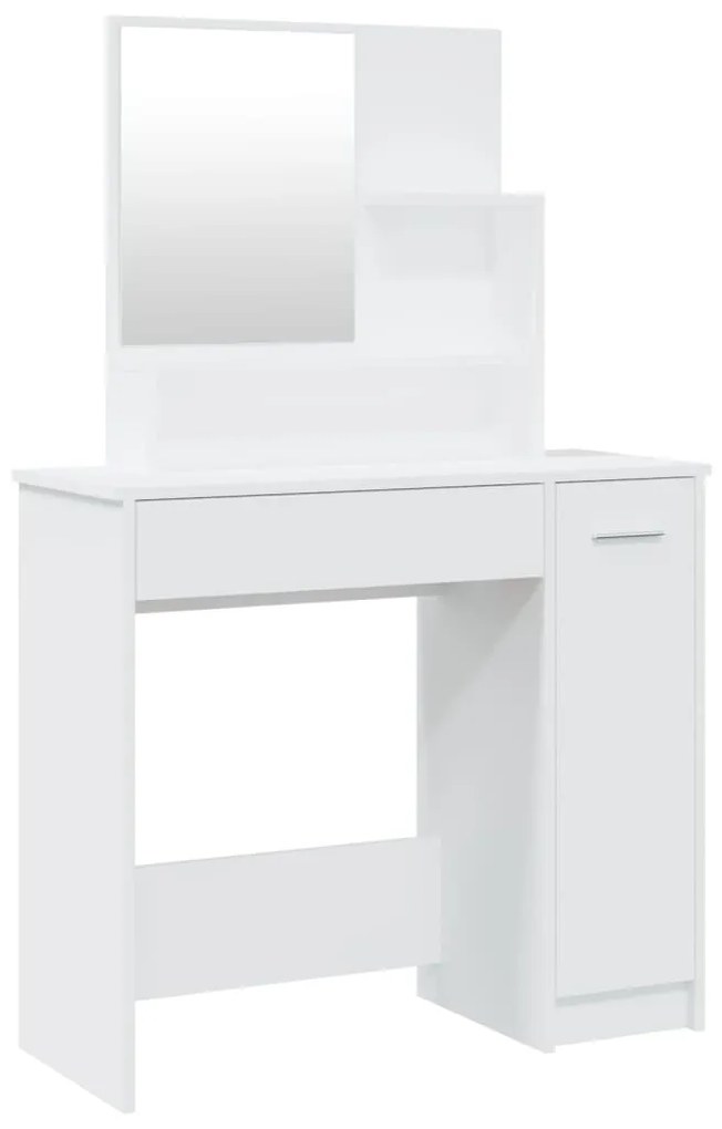 802957 vidaXL Masă de toaletă cu oglindă, alb, 86,5x35x136 cm