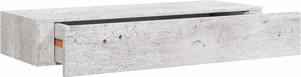 vidaXL Dulap de perete cu sertar, gri beton, 60x23,5x10 cm, MDF