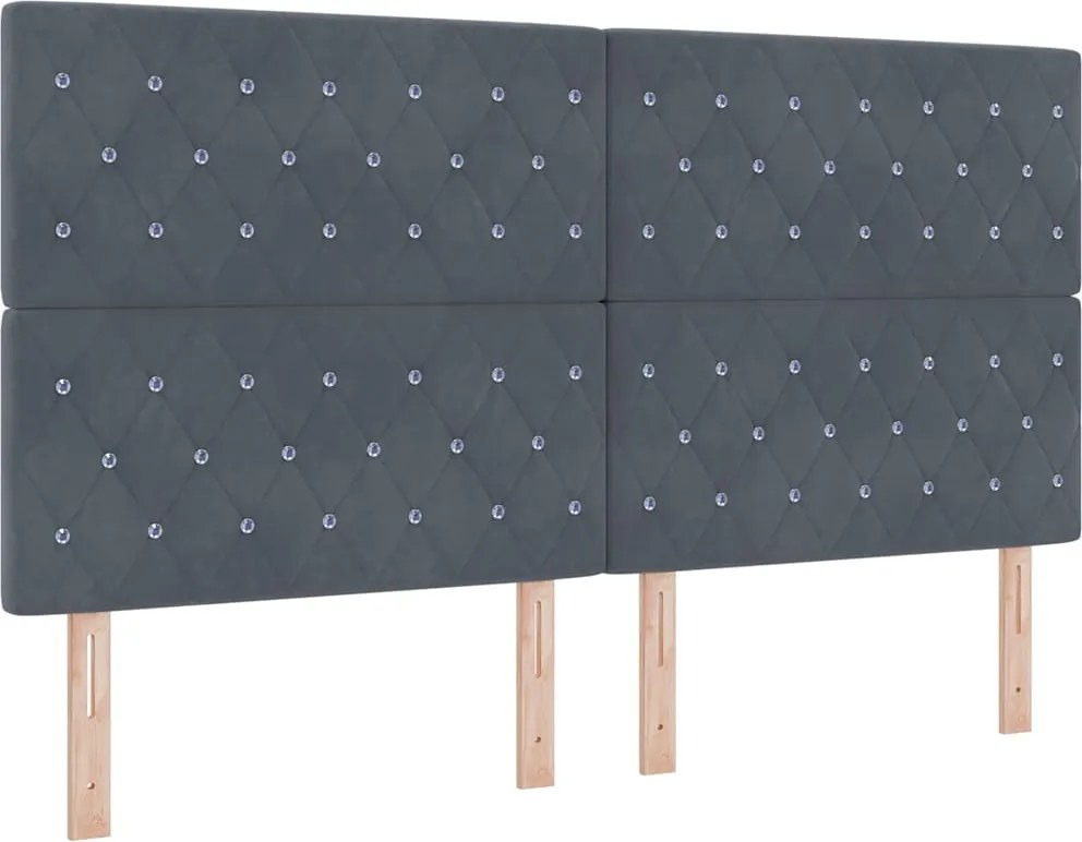 vidaXL Tăblie LED cu benzi LED cu headboard Gri închis 180 cm Catifea