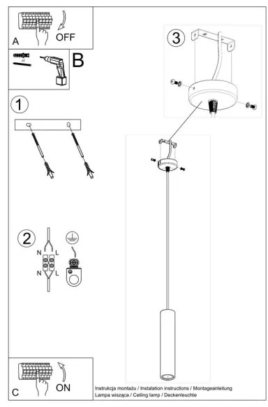 Sollux SL.0653 - Lustr LUVO 1xGU10/40W/230V beton/negru pe sârmă