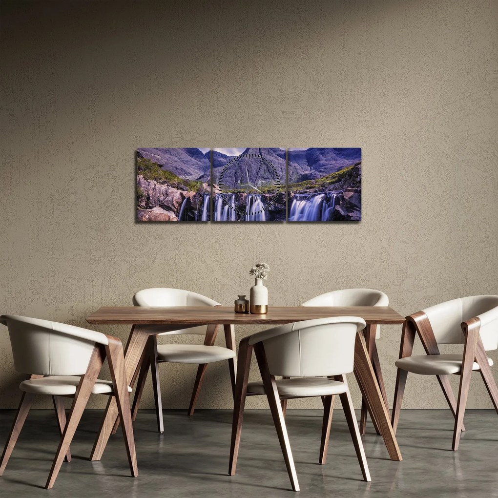 Tablou cu cascade (cu ceas) (90x30 cm)