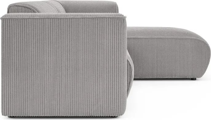 Colțar gri deschis cu tapițerie din catifea reiată (cu colț pe partea dreaptă/cu șezlong) Merid – Ropez