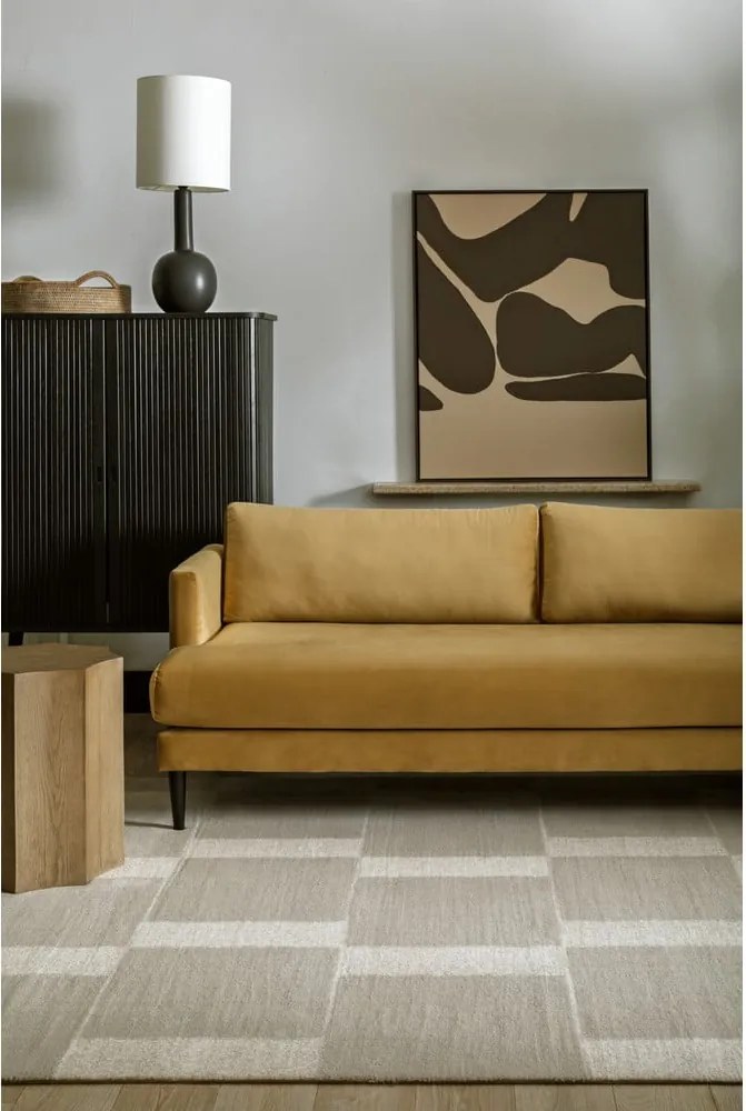 Covor grej din lână 133x190 cm Agnus Pavement – Agnella