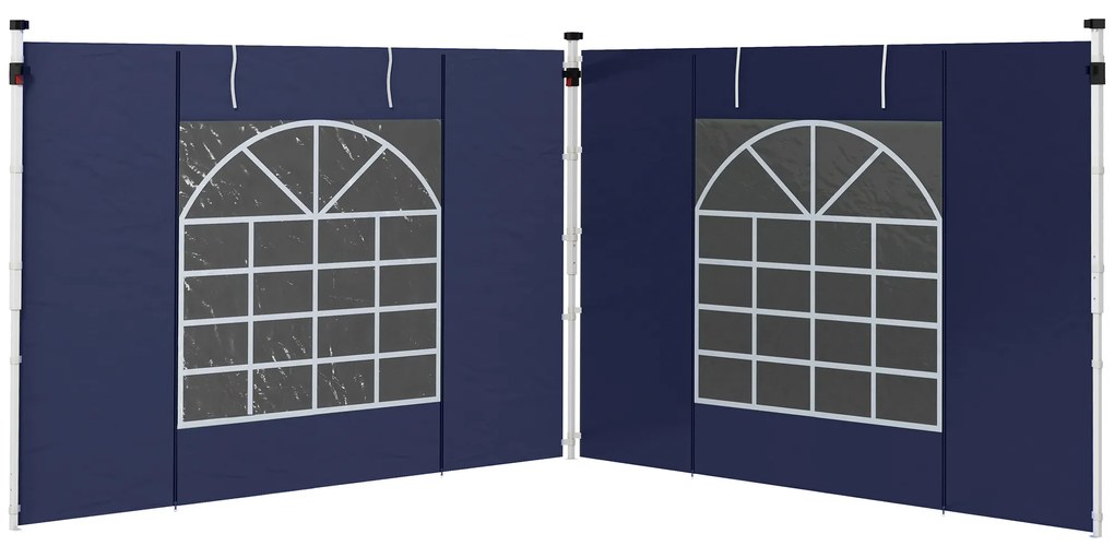 Outsunny Curtine Pavilion, Set de 2, pentru Pavilion de Grădină 3x6m sau 3x3m, cu Ferestre și Uși, Albastru | Aosom Romania