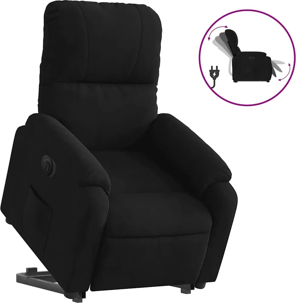 vidaXL Fotoliu rabatabil electric cu ridicare, negru, microfibră
