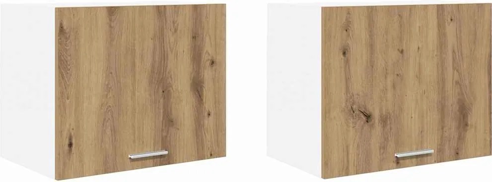 vidaXL Dulap suspendat 2 pcs Stejar Artisan și Alb 50 x 31 x 40 cm
