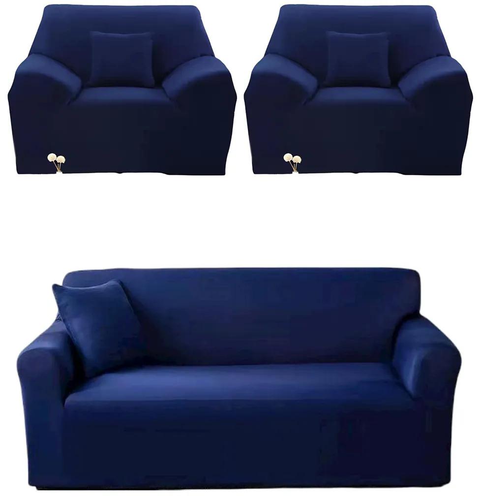 Set huse elastice pentru canapea 3 locuri si 2 fotolii, bleumarin, HES-01BLM