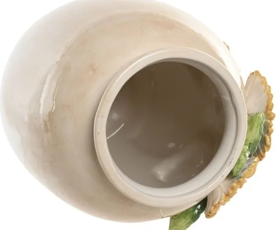 Vază decorativă din ceramică cu motiv floarea-soarelui, 26×26×34 cm, „Girasol"