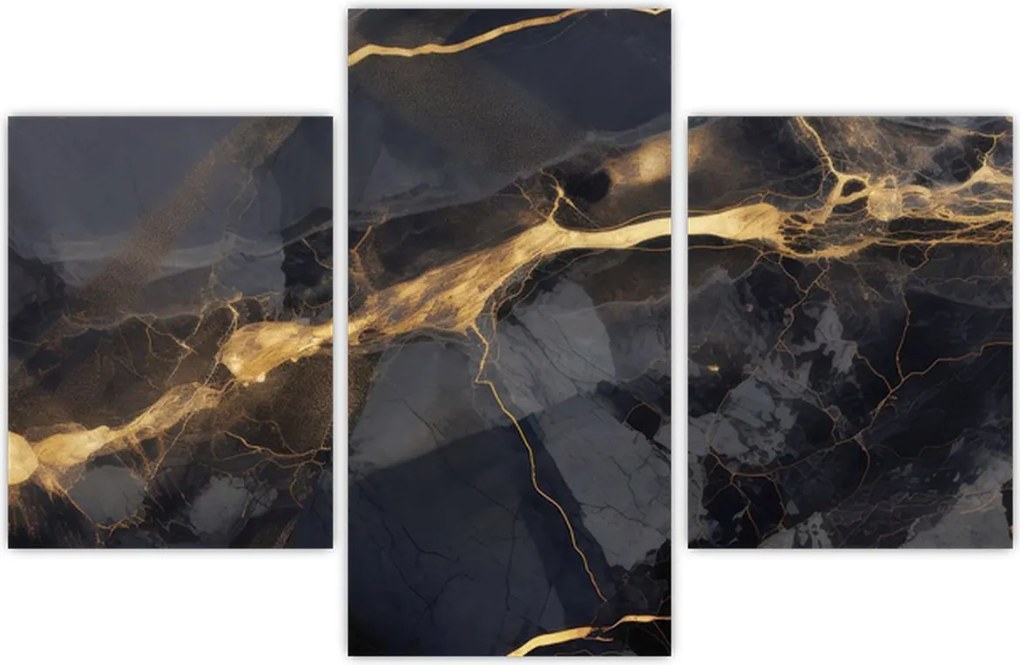 Tablou - Negru - decor auriu (90x60 cm)