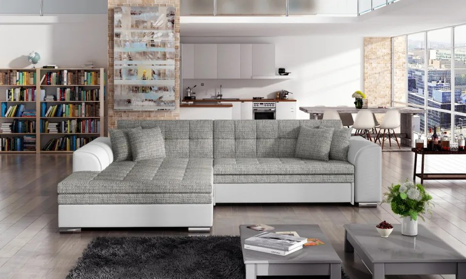 Coltar tapitat, extensibil, 295x80x195 cm, Sorento L01, Eltap (Culoare: Gri pepit / Gri inchis piele)