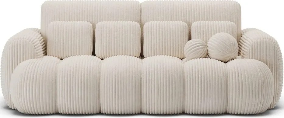 Canapea bej extensibilă cu tapițerie din catifea reiată 256 cm Cotonn – ELTAP