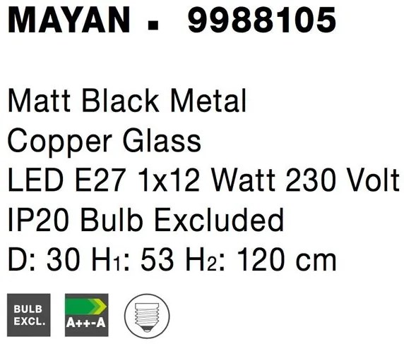Lustra, Pendul design modern MAYAN, cupru NVL-9988105