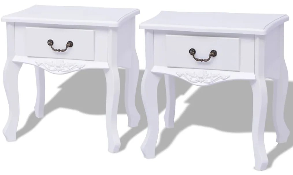 242750 vidaXL Noptiere din lemn MDF alb 2 buc.