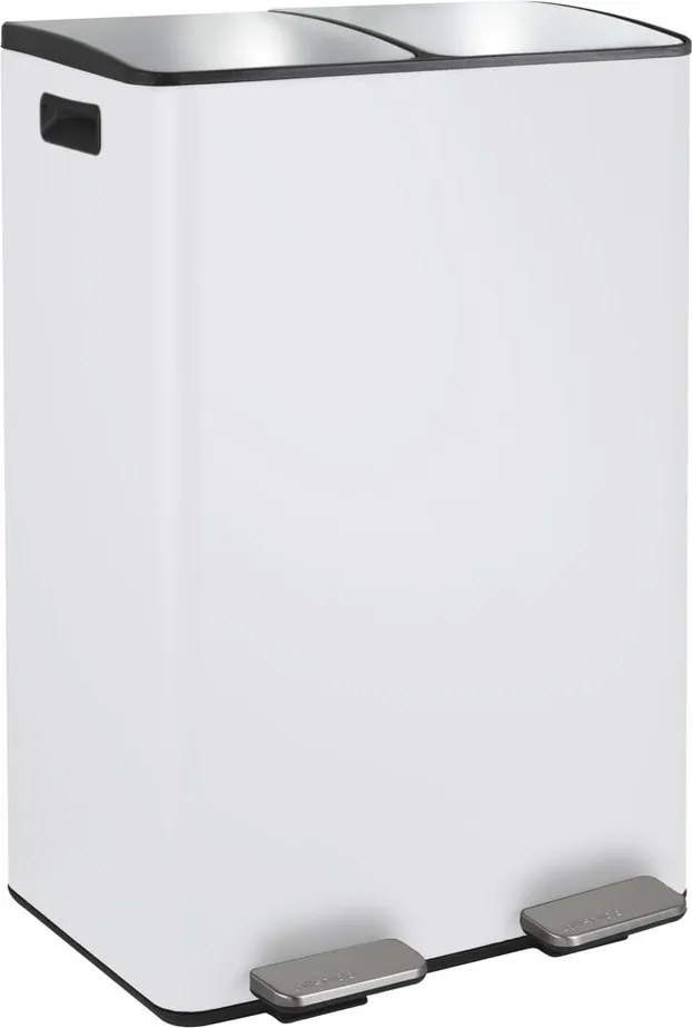Coș de gunoi alb mat pentru reciclare/cu pedală 2x30 l din oțel Aliya – Spirella