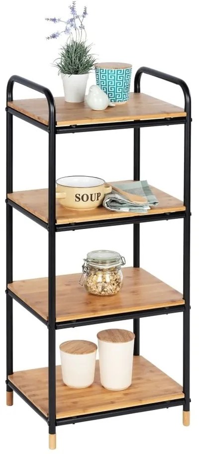 Etajeră de baie neagră/în culoare naturală din metal 42x94,5 cm Loft – Wenko