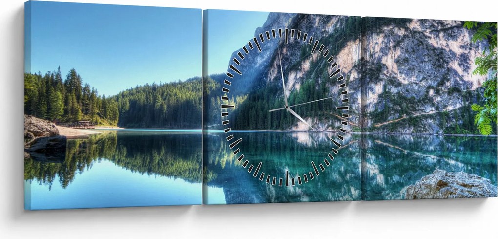 Tablou - Lac montan (cu ceas) (90x30 cm)