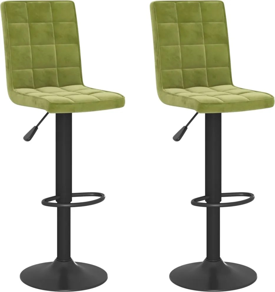 vidaXL Scaune de bar, 2 buc., verde deschis, catifea