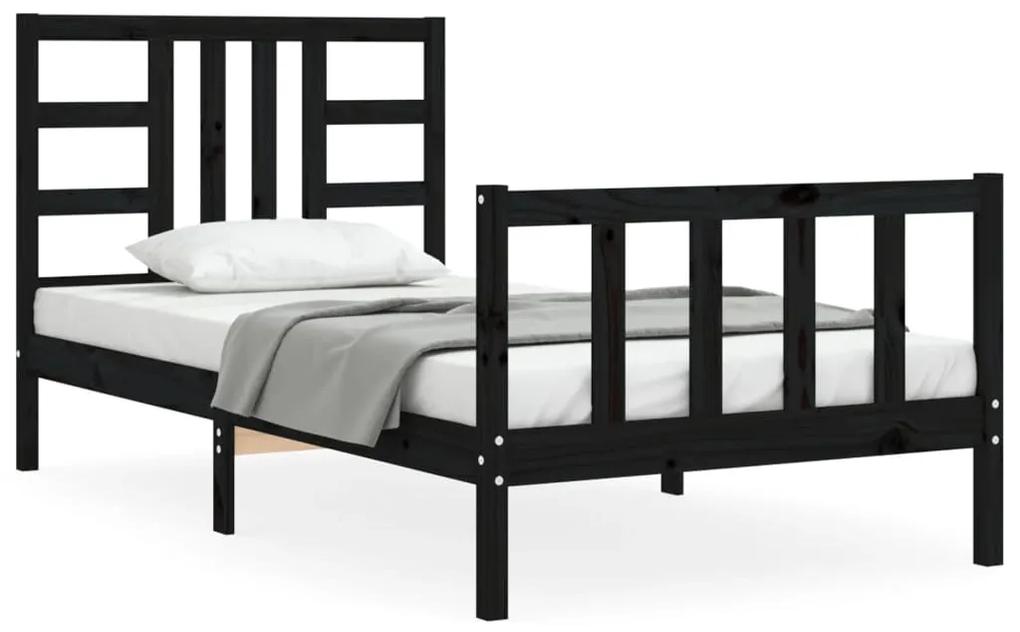 3191940 vidaXL Cadru de pat cu tăblie, negru, 90x190 cm, lemn masiv