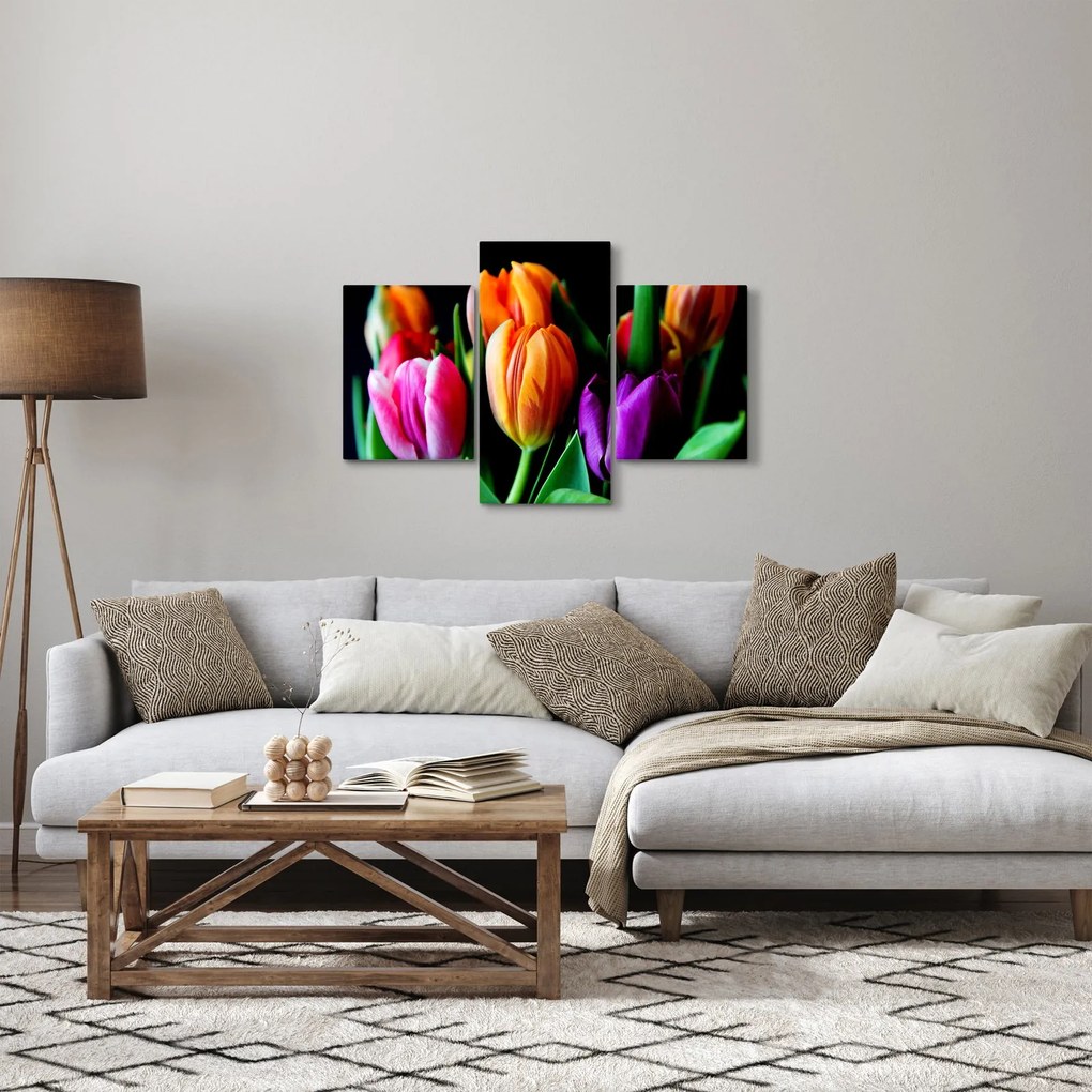 Tablou -Lalele pe fond negru (90x60 cm)