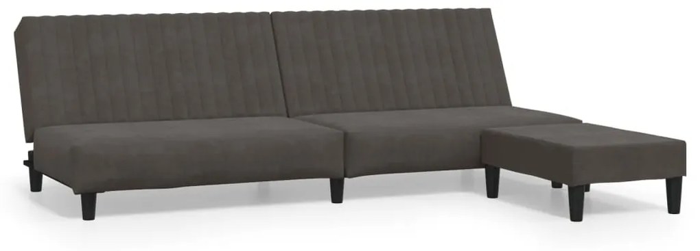 3081855 vidaXL Canapea extensibilă cu taburet, 2 locuri, gri închis, catifea