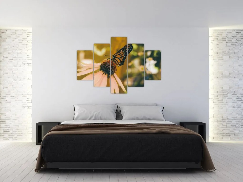 Tablou cu fluture pe floare (150x105 cm)