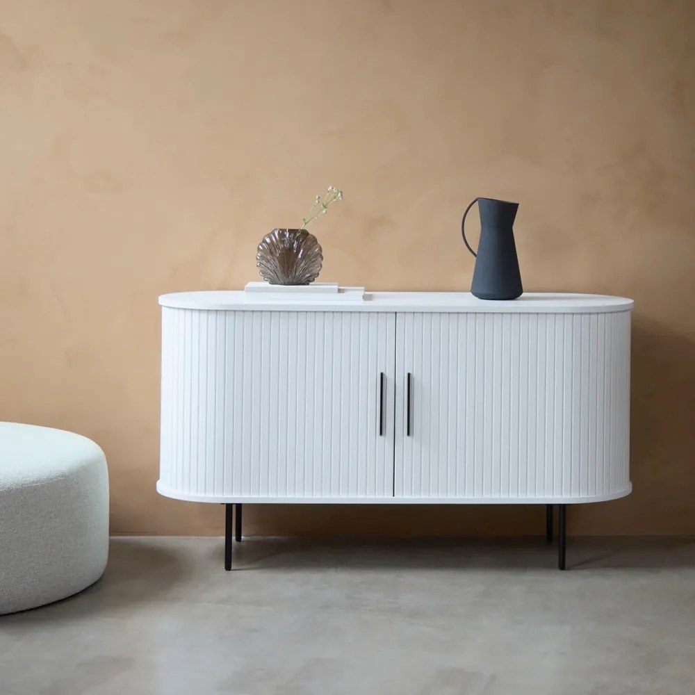 Comodă albă cu ușă glisantă 120x76x45 cm Nola – Unique Furniture