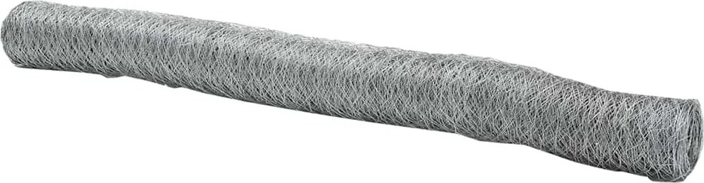 vidaXL Gard hexagonal Argintiu 1,4 x 25 m Oțel galvanizat