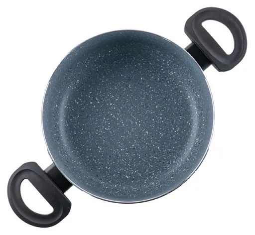 Cratiță Luigi Ferrero Prima FR-2244, 22x9.5 cm, 3.1 l, Acoperire neaderentă din marmură, Capac din sticlă cu gaură pentru abur, Inducție, Albastru închis