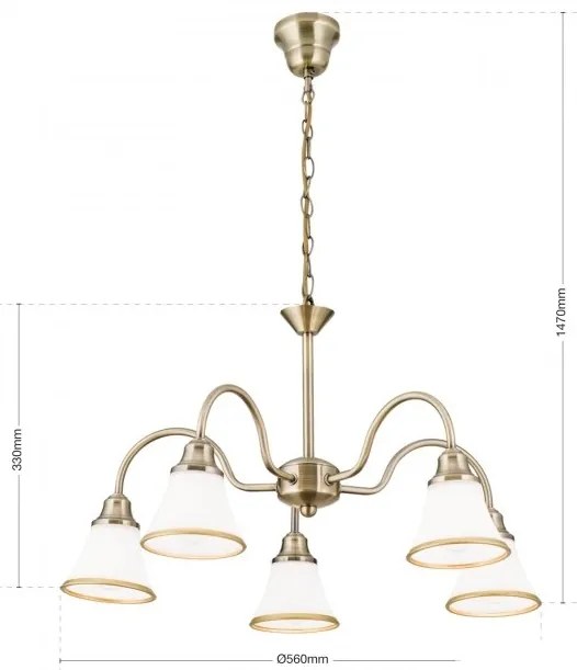 Candelabru stil clasic cu 5 brate Maja LU 1700/5 Patina OR