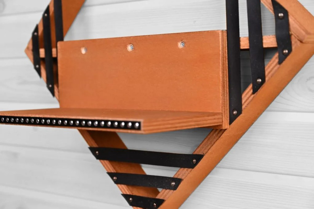 Raft de perete lemn stratificat Epsilon Homs 42 x 42 x 12 cm, maro