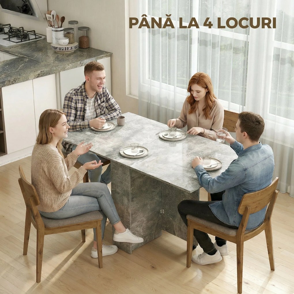 HOMCOM masă de dining, masă pliabilă economisire spațiu, masă economisire spațiu, masă extensibilă masă pliabilă masă economisire spațiu masă cu roți | Aosom Romania