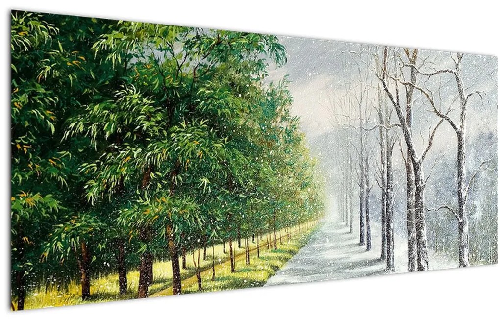 Tablou - Iarna versus vara (120x50 cm)